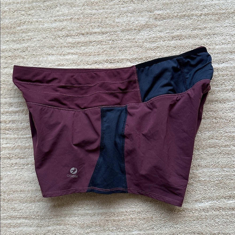 oiselle Maroon and Black Athletic Shorts
